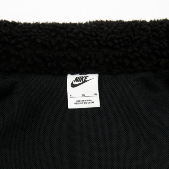 NEW Womens Nike Sherpa Fleece Black White Big Swoosh Full Zip Coat Jacket XL - Picture 5 of 7